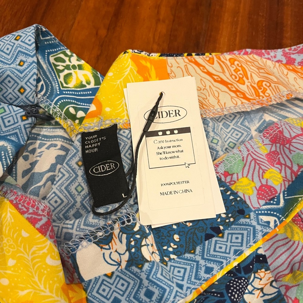 CIDER Patchwork Pants Multicolor Lightweight Stra… - image 2